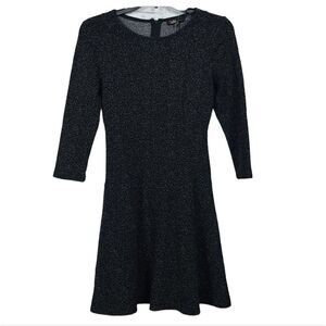 Dalia Black Speckle Skater Sweater Dress Size 4 Fit & Flare Long Sleeve Comfy